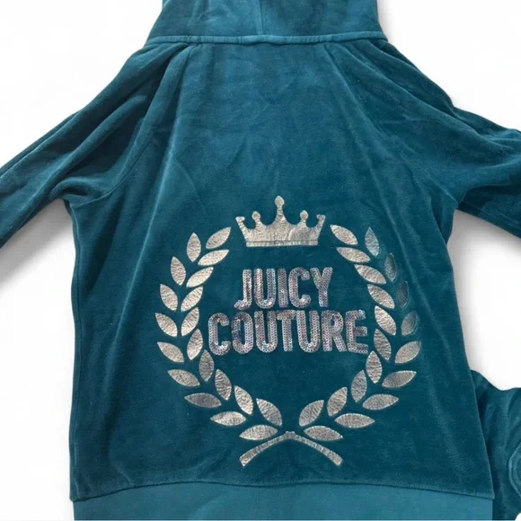 Juicy Couture Teal Velour Hoodie and Pants Set - Picture 2 of 7